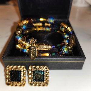 Tri Egyptian Bead Stretch Bracelet